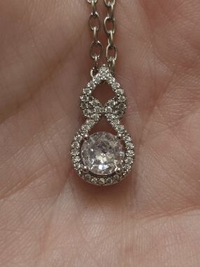 White Gold Tone And 2CT Lab Diamond Infinity Pendant Necklace